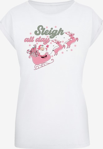 T-shirt 'Christmas Sleigh all day Santas Reindeers' F4NT4STIC en blanc : devant