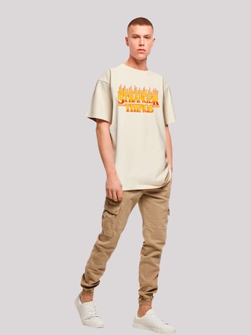 F4NT4STIC Shirt 'Stranger Things Fire Logo Netflix TV Series' in Beige