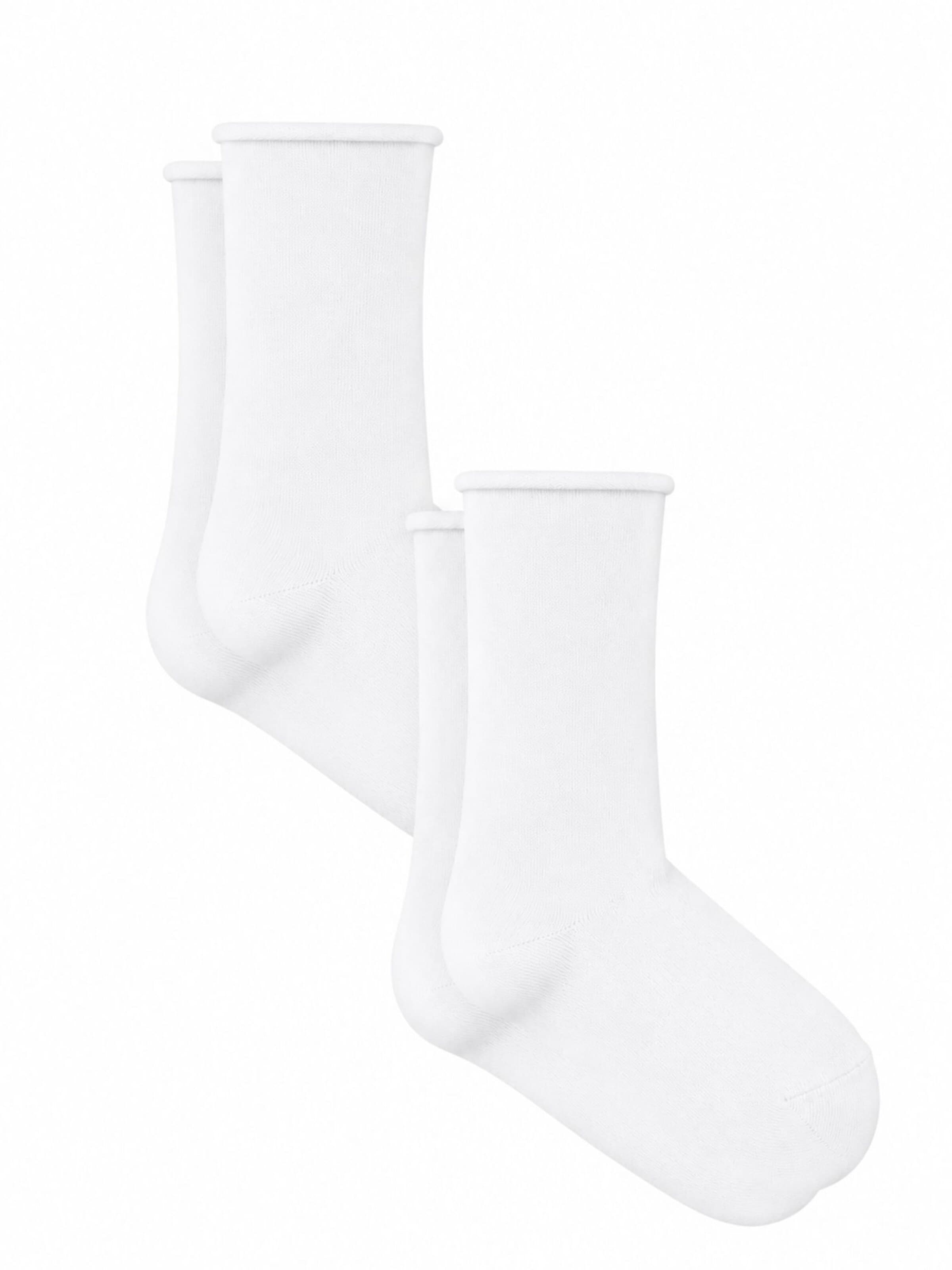 Albero Natur Socks 'Bio-Baumwoll-Socken mit Rollrand Unisex – 2er Pack' in White: front