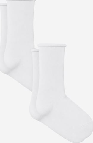 Albero Natur Socken 'Bio-Baumwoll-Socken mit Rollrand Unisex – 2er Pack' in Weiß: Vorderseite