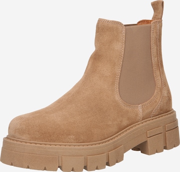 Apple of Eden Chelsea boots 'California' in Beige: voorkant