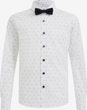 WE Fashion Slim fit Button up shirt in White: front