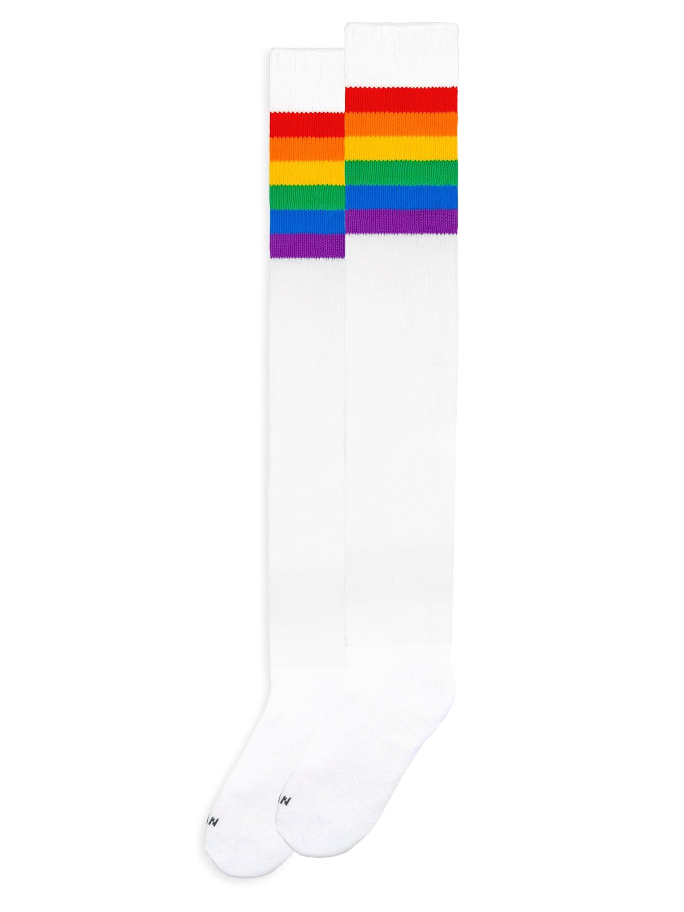 American Socks Overknee Strümpfe 'Rainbow Pride - Ultra High'‌‌‌‌‌‌‌‌ in Weiß: Vorderseite