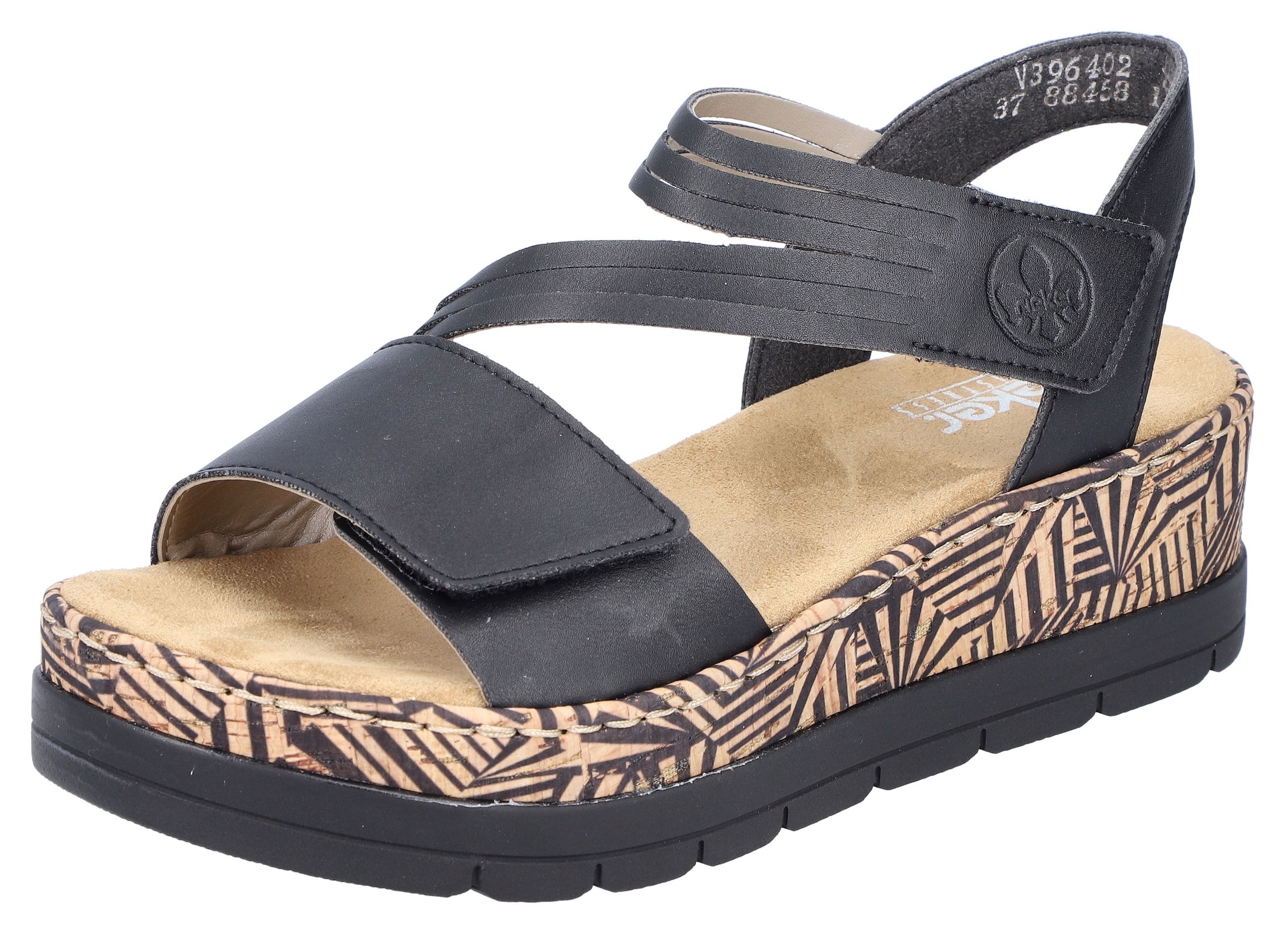 Sandales Rieker en noir : devant