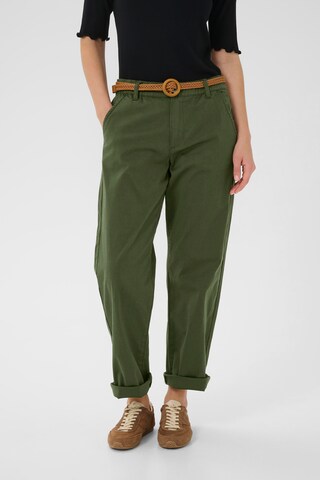 Cream Regular Trousers 'Lorraine' in Green: front