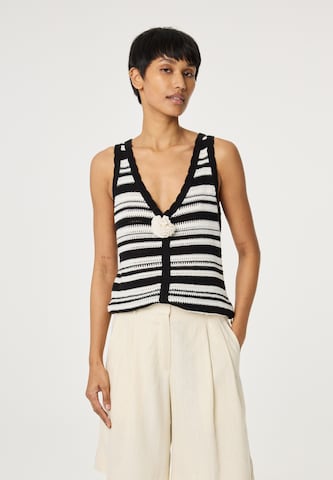 Fabienne Chapot Gebreide bodywarmer in Wit: voorkant