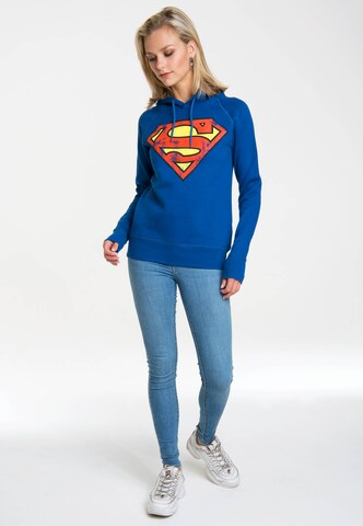 LOGOSHIRT Kapuzenpullover 'DC - Superman Logo' in Blau