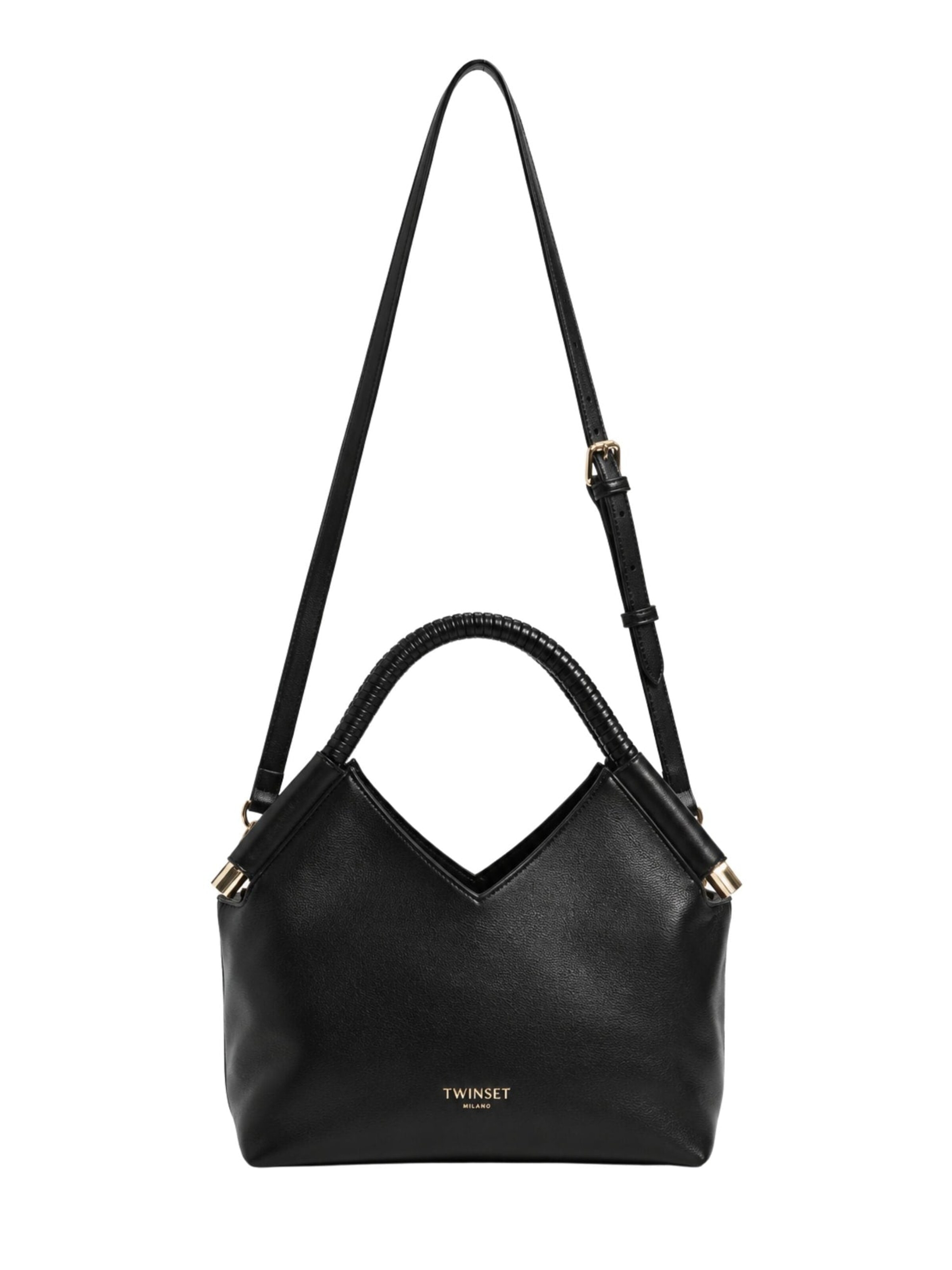 Borsa a tracolla 'Medium velvet shoulder bag' di Twinset in nero: frontale