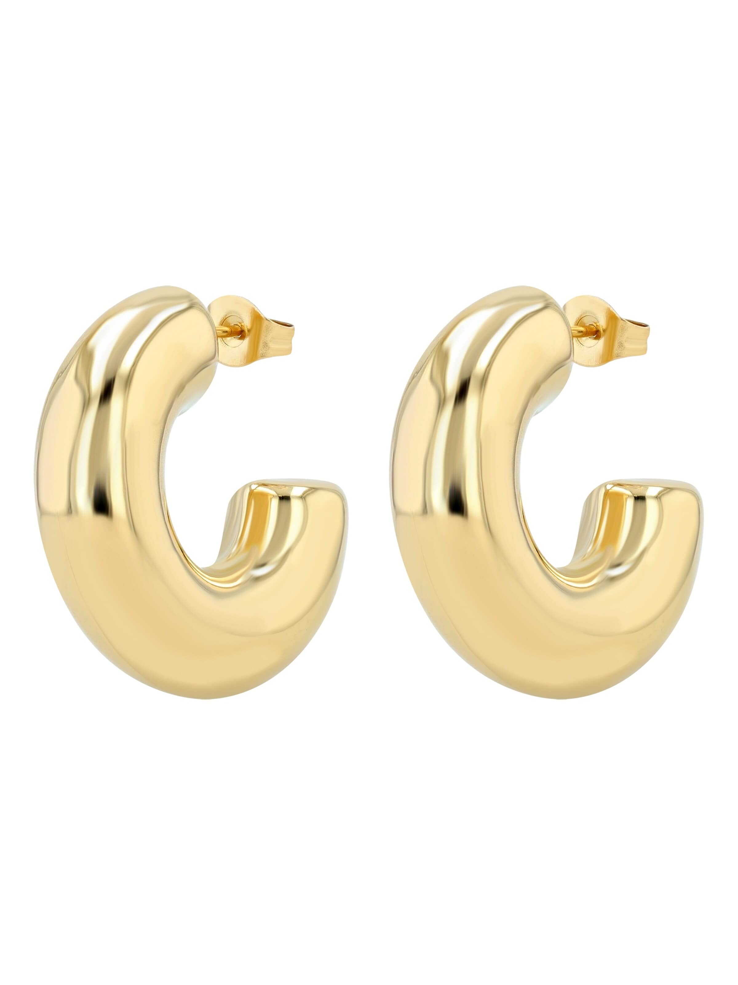 Akzent Ohrringe '"Vaya" aus langlebigem Edelstahl, wasserfest, Halbcreole'‌‌‌‌‌‌‌ in Gold: Vorderseite