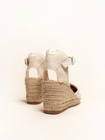 Alhamas - Sandalias con hebilla 'Alpargata Cuña 7 cm' en blanco