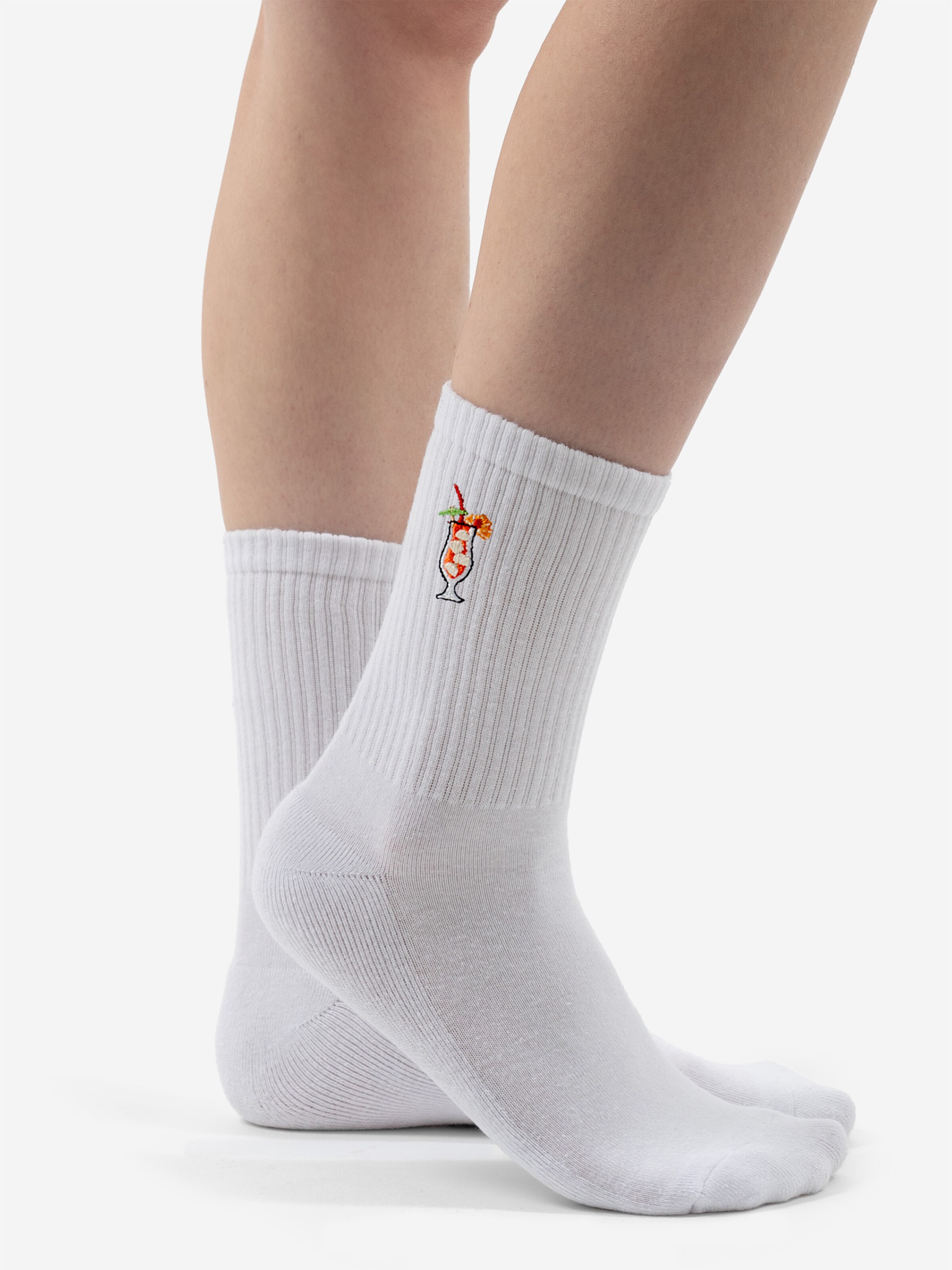 Occulto Socks 'Robin' in White: front