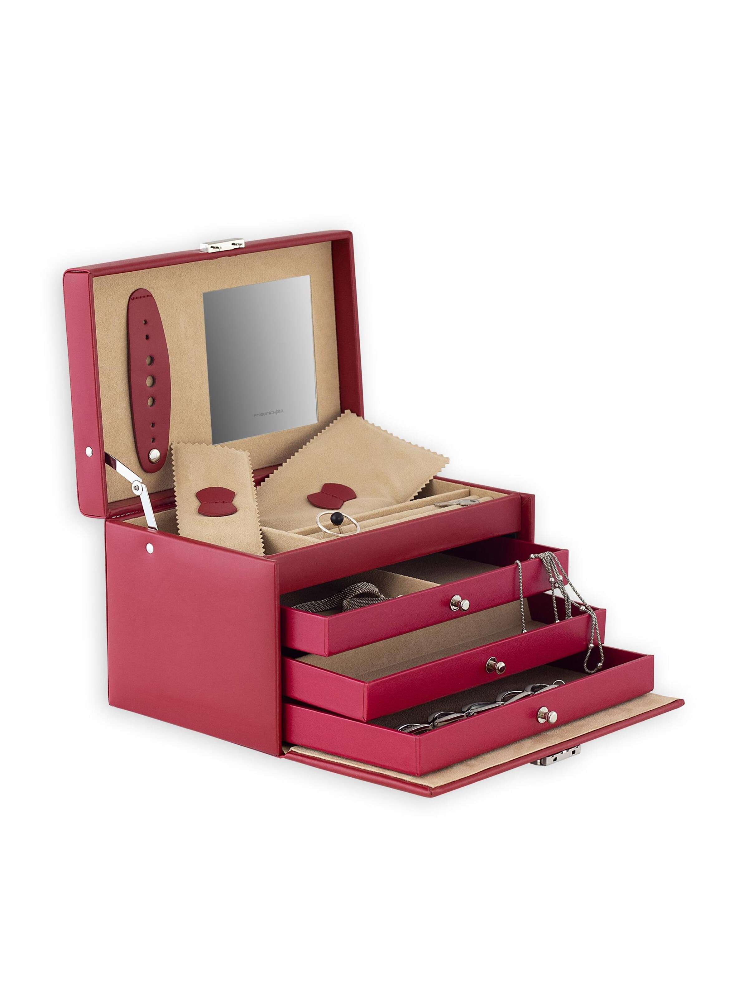 Friedrich23 Jewelry storage 'Schmuckkasten - Leder' in Red