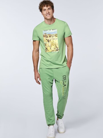 Oklahoma Jeans Shirt ' mit Travel-Print ' in Green