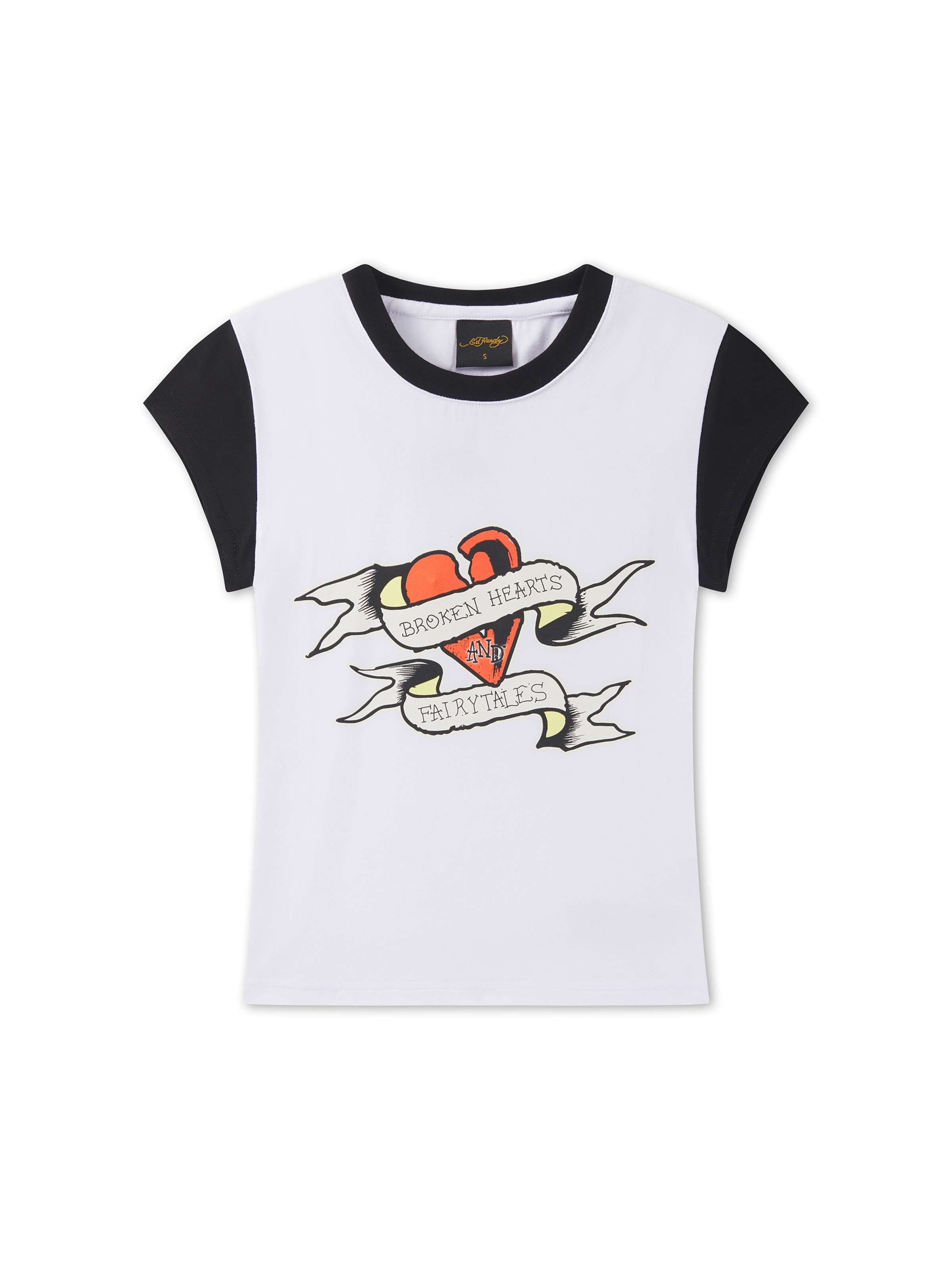 Ed Hardy - Camiseta 'Broken Hearts' en blanco: frente