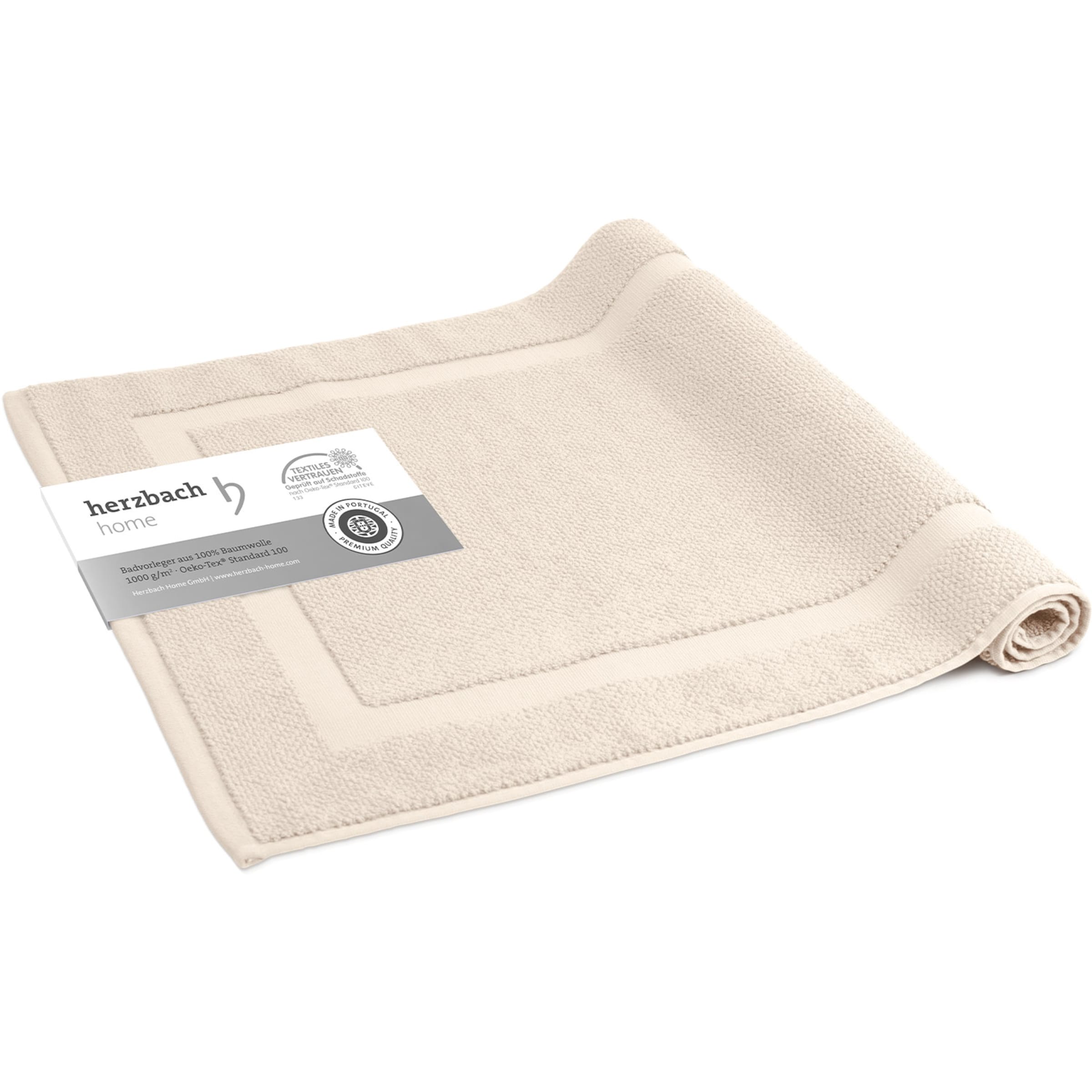 Herzbach home Badvorleger 'Spa', 60x100 cm, reine Baumwolle, 1000 gsm in Beige: Vorderseite