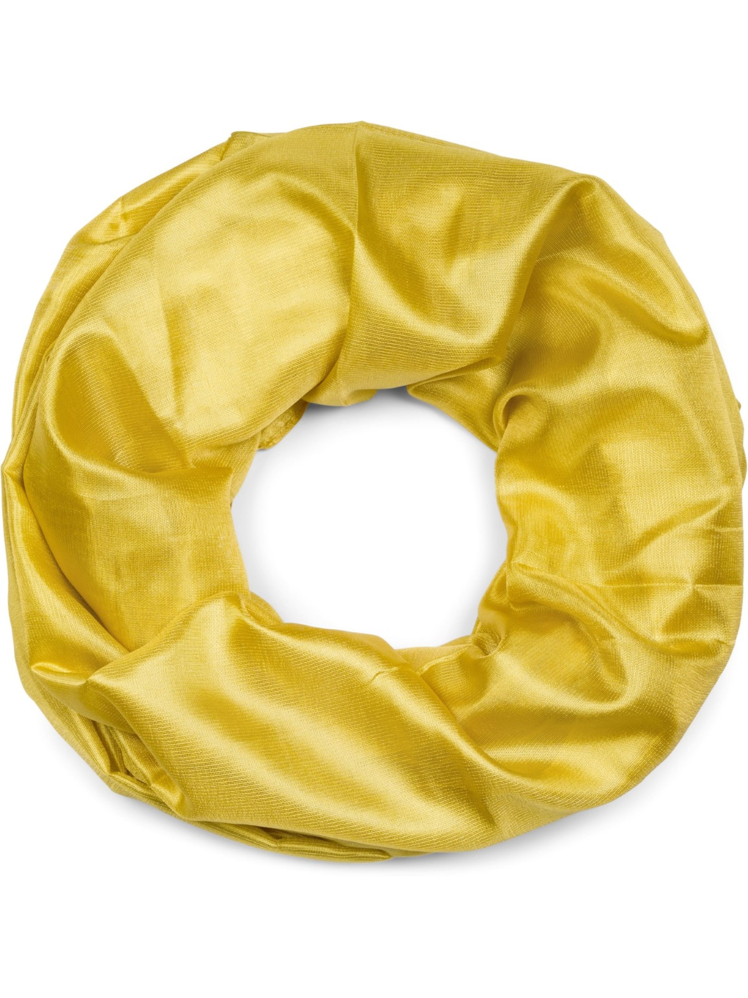 styleBREAKER Schlauchschal 'Seidiger Einfarbiger Loop'‌‌‌ in Gelb: Vorderseite