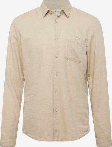 TOM TAILOR DENIM Button Up Shirt in Beige: front