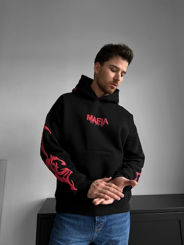 Felpa 'Oversize Mafia Tribal Hoodie - Black and Red' di Kleidermafia in nero