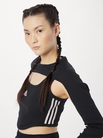 ADIDAS SPORTSWEAR Urheilutoppi 'Dance 3-Stripes Ribbed Fitted With Detachable Sleeves' värissä musta