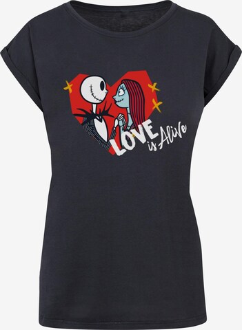 ABSOLUTE CULT Shirt 'The Nightmare Before Christmas - Love is Alive' in Blauw: voorkant