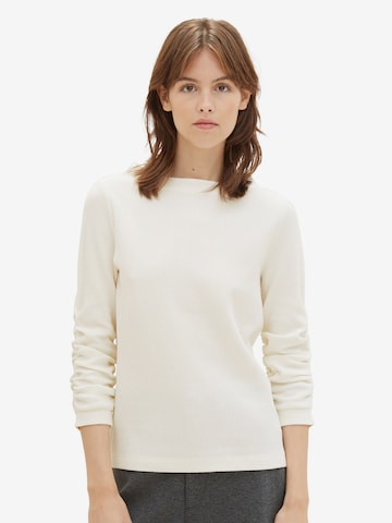 Sweat-shirt TOM TAILOR DENIM en blanc : devant