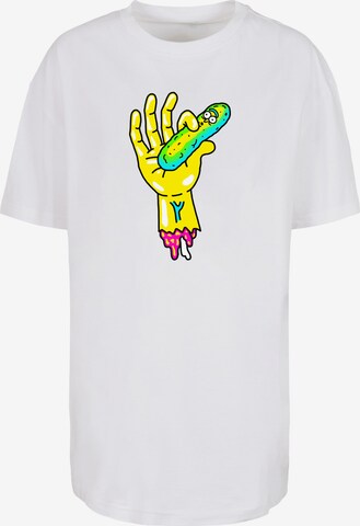 F4NT4STIC Shirt 'Rick und Morty Pickle Hand' in Wit: voorkant