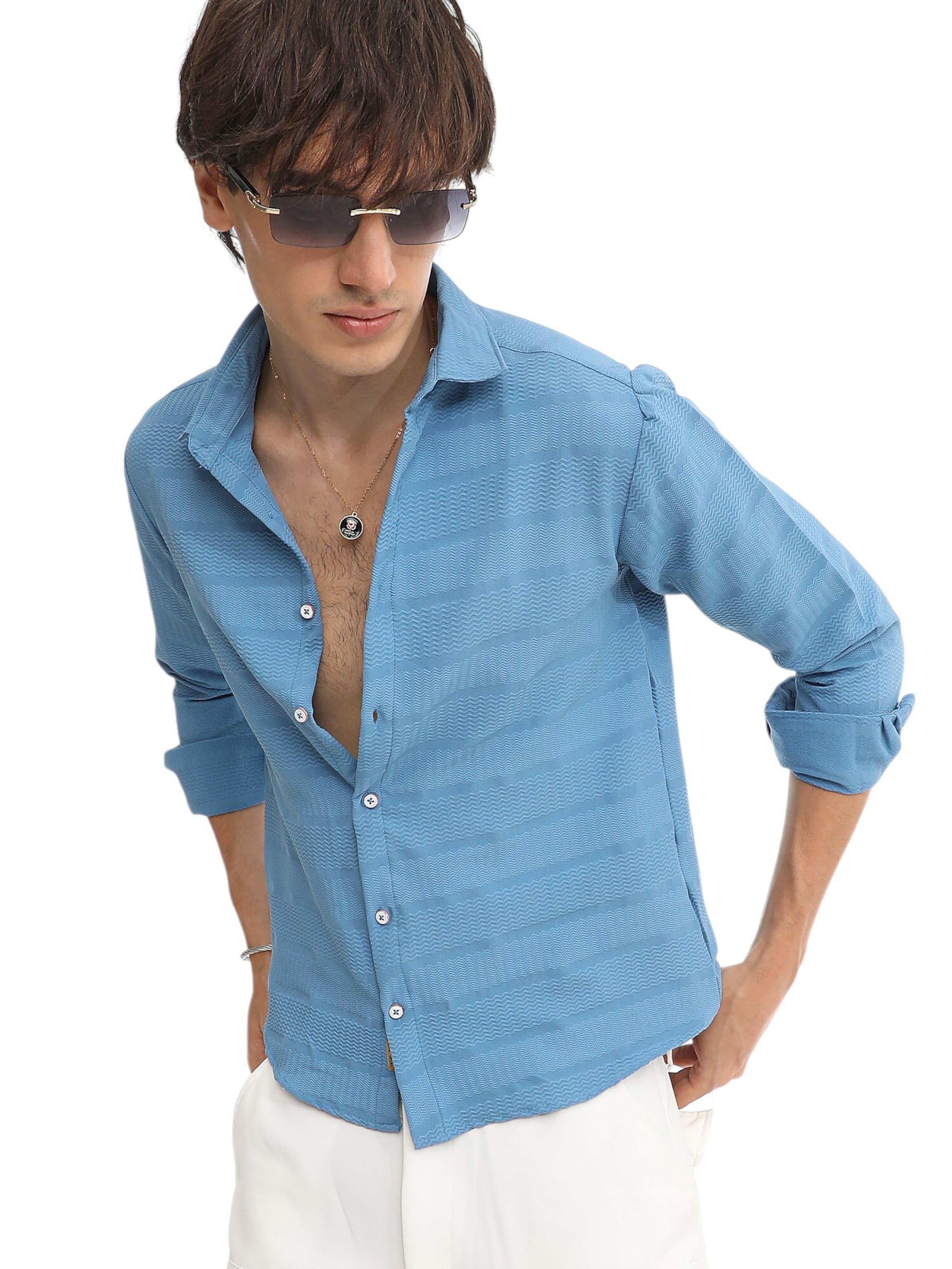 Campus Sutra Regularny krój Koszula 'Thrud' w kolorze niebieski