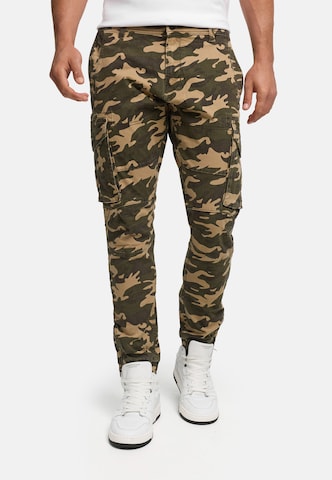 INDICODE JEANS Tapered Cargobroek 'Alex' in Groen: voorkant