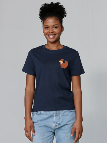 Watapparel Shirt 'Cute Fox' in Blue: front