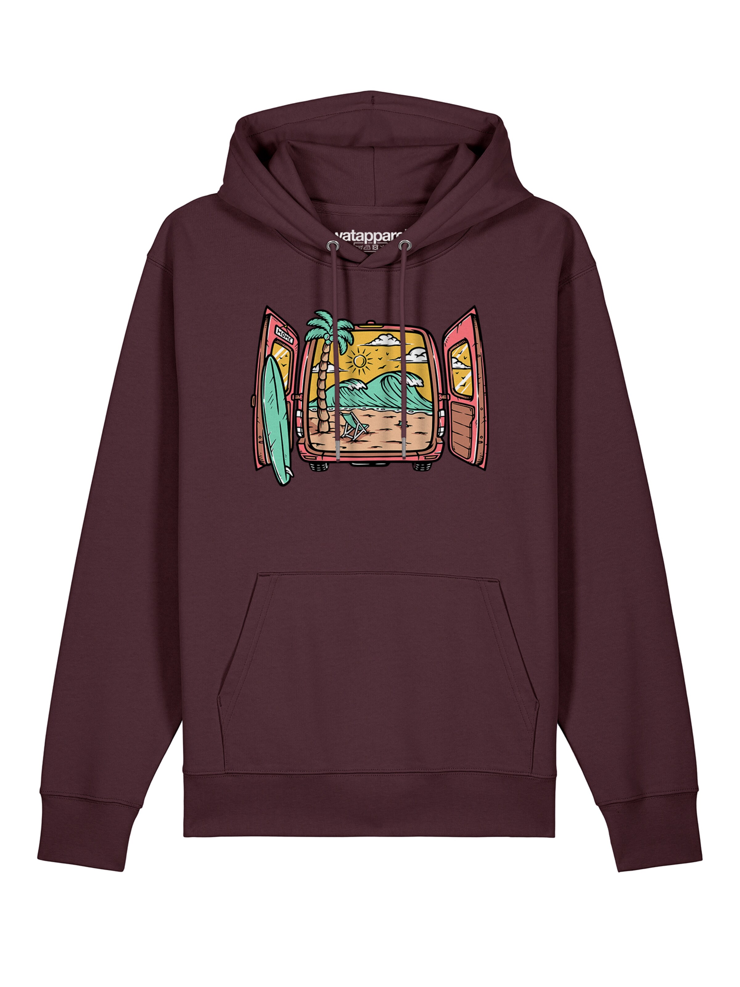 Watapparel Sweatshirt 'Surf And Beach' in Rot: Vorderseite