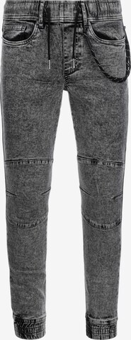 Ombre Tapered Jeans 'P1056' in Zwart: voorkant