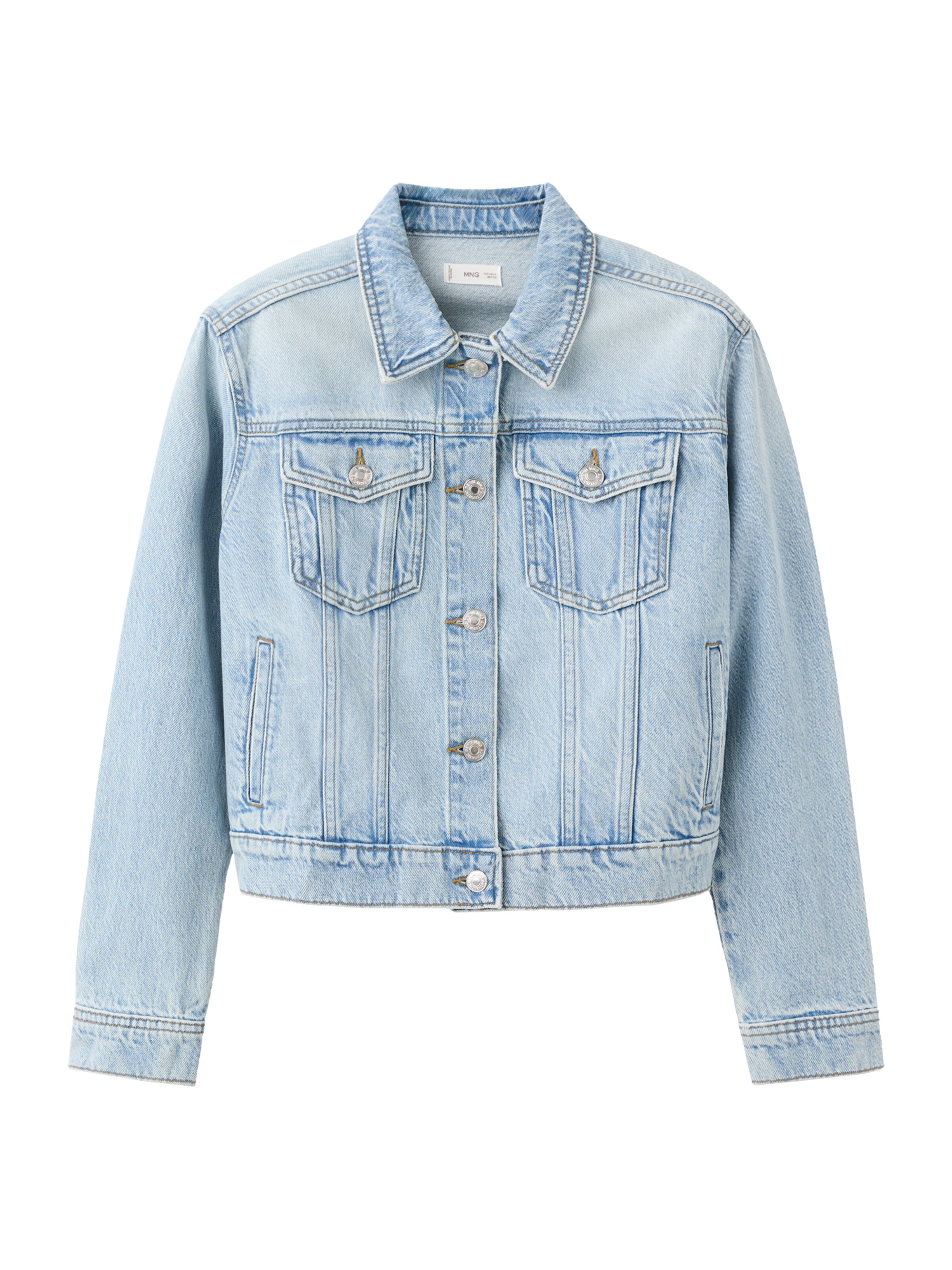 mėlyna MANGO TEEN Demisezoninė striukė 'Cazadora': priekis