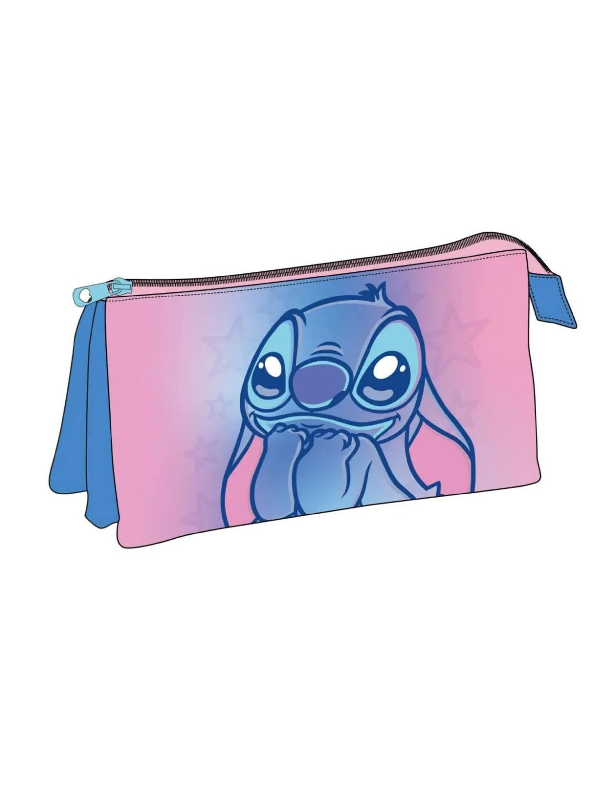 Disney Lilo & Stitch Pouch 'Disney Stitch Etui met 3 Vakken voor Meisjes Roze/Blauw' in Pink: front