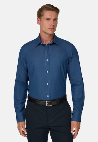 Boggi Milano Regular Fit Hemd in Blau: Vorderseite