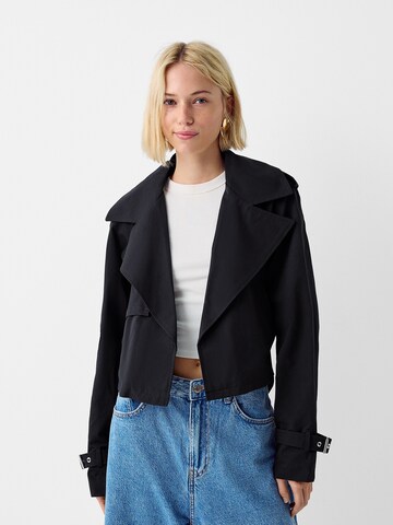 Bershka Between-seasons coat in Black: front