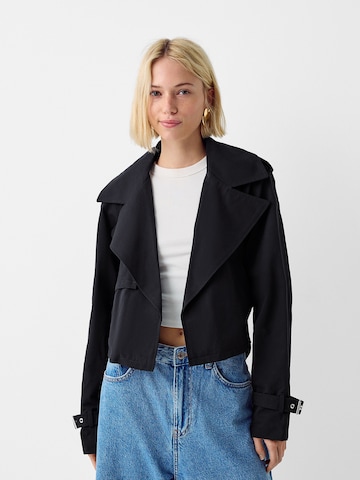 Bershka Between-seasons coat in Black: front