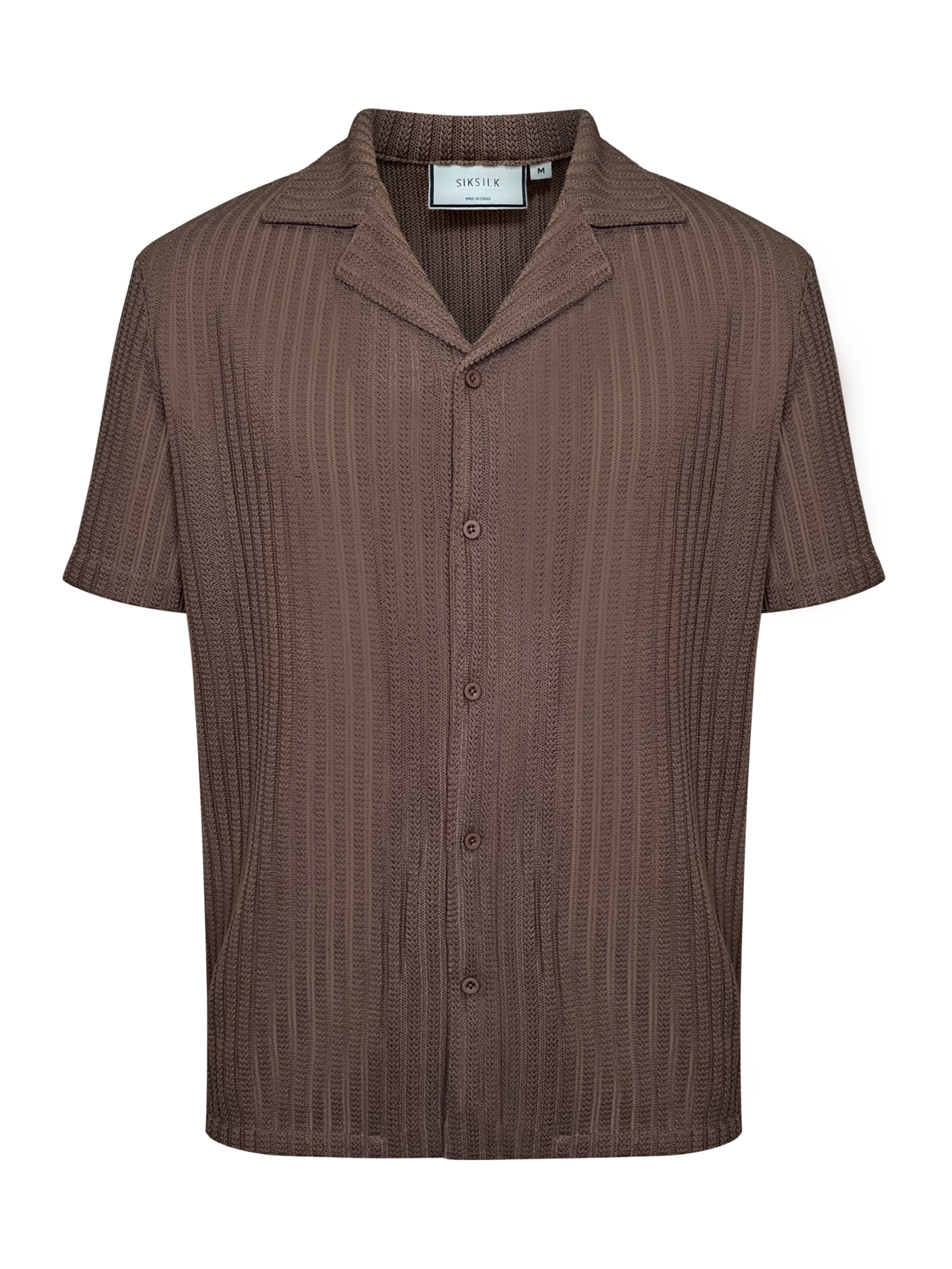 SikSilk Button Up Shirt in Brown, Item view