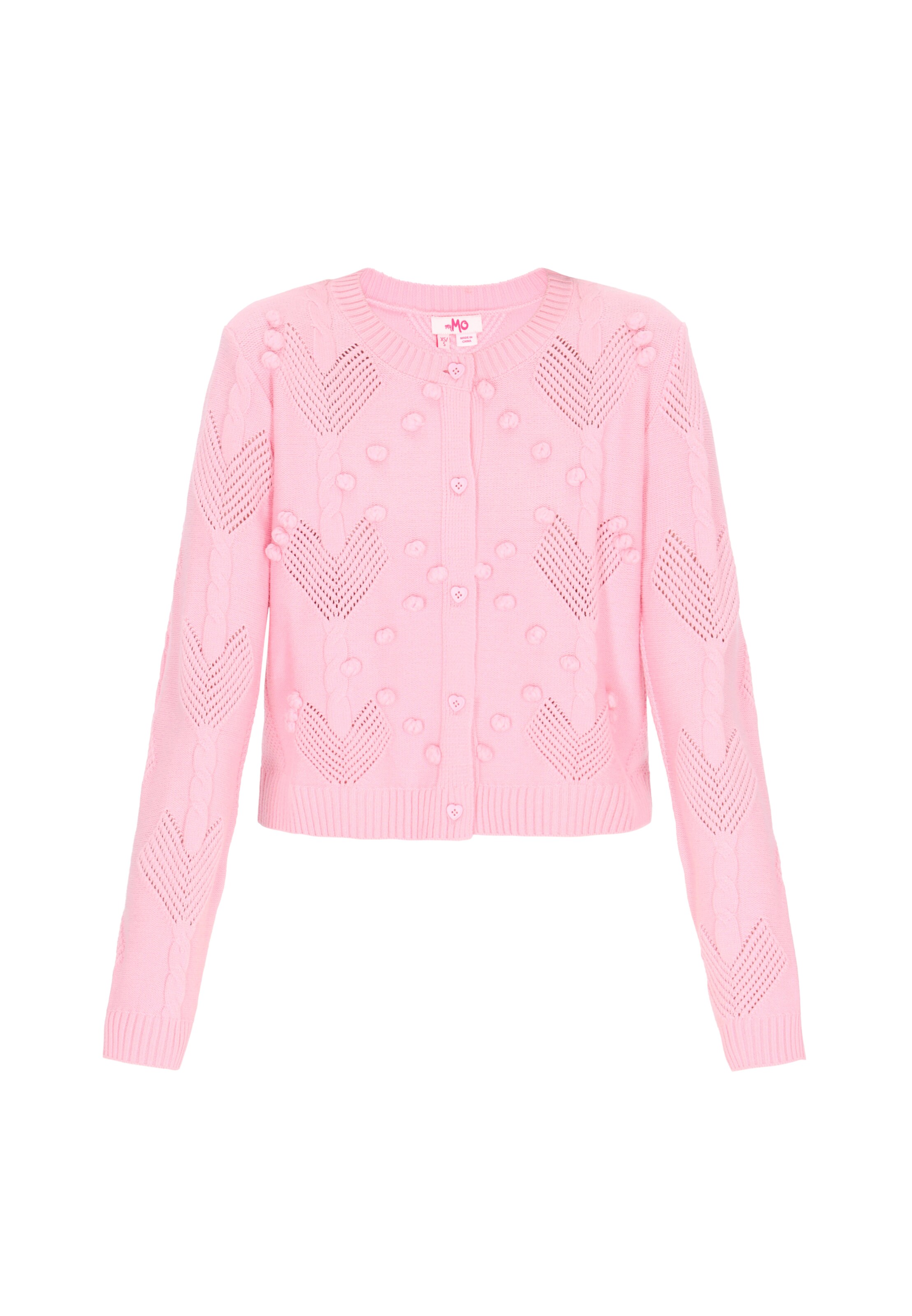Geacă tricotată de la MYMO pe roz: față