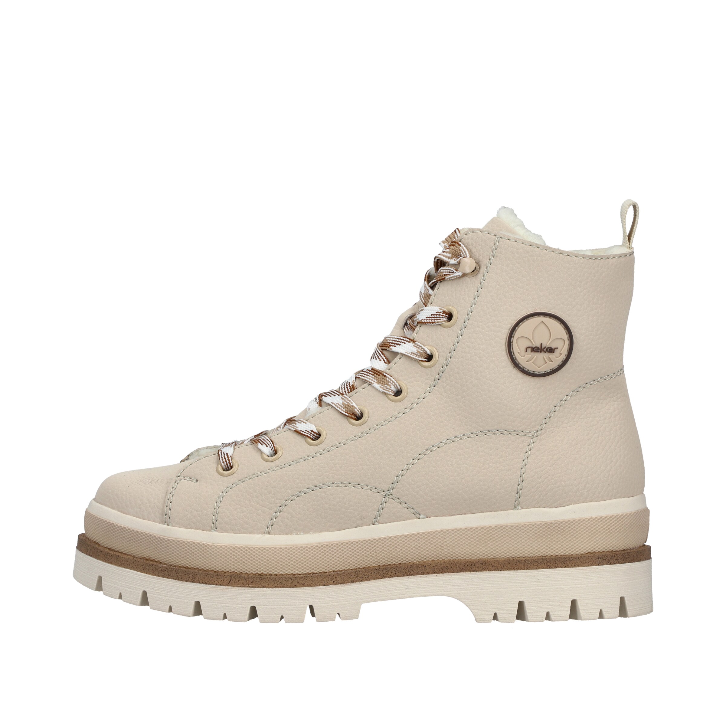 Rieker Lace-Up Ankle Boots in Beige