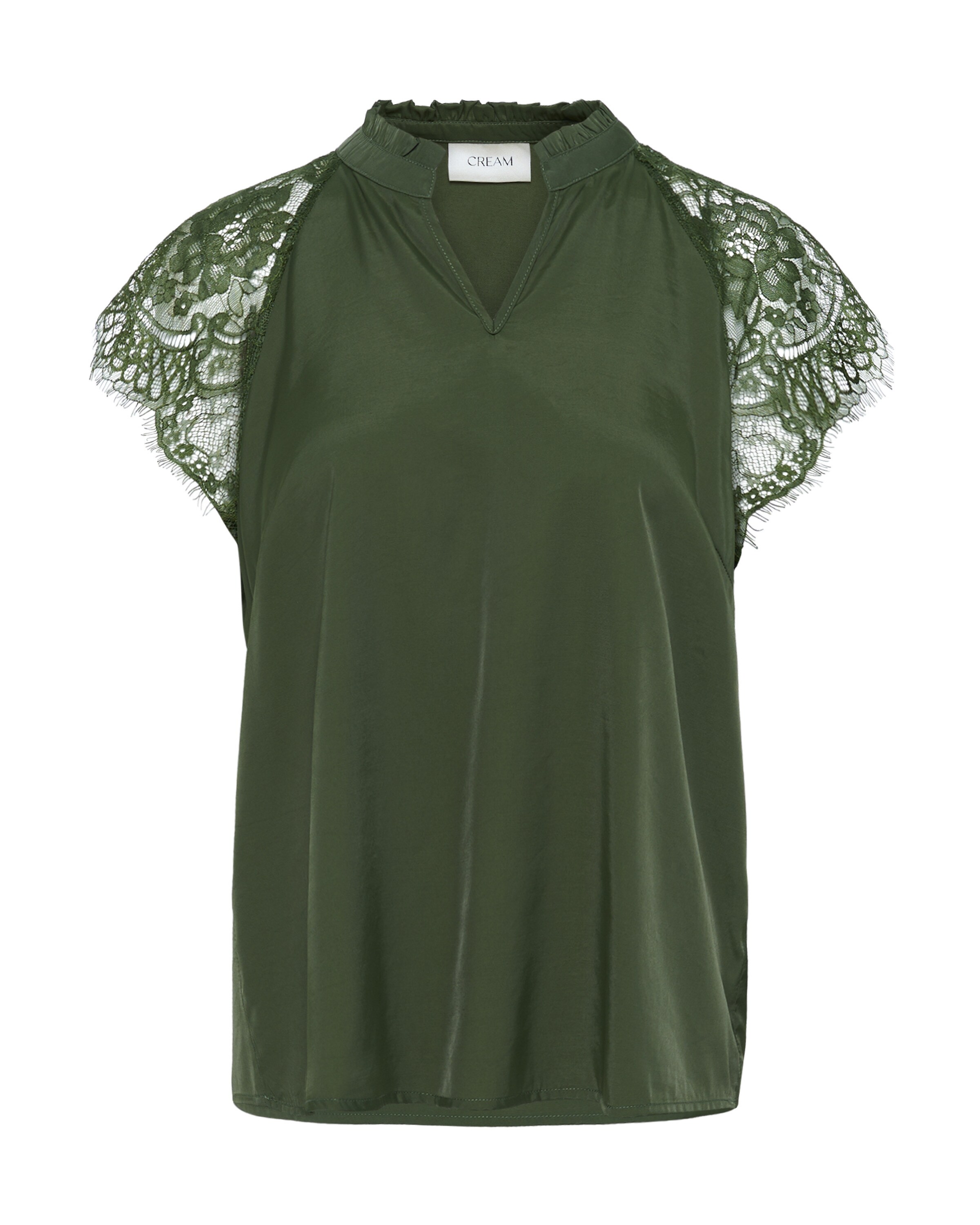 Cream Blouse 'Nola' in Groen: voorkant