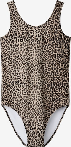 NAME ITJednodijelni kupaći kostim 'NKFZANIMAL' - smeđa boja: prednji dio
