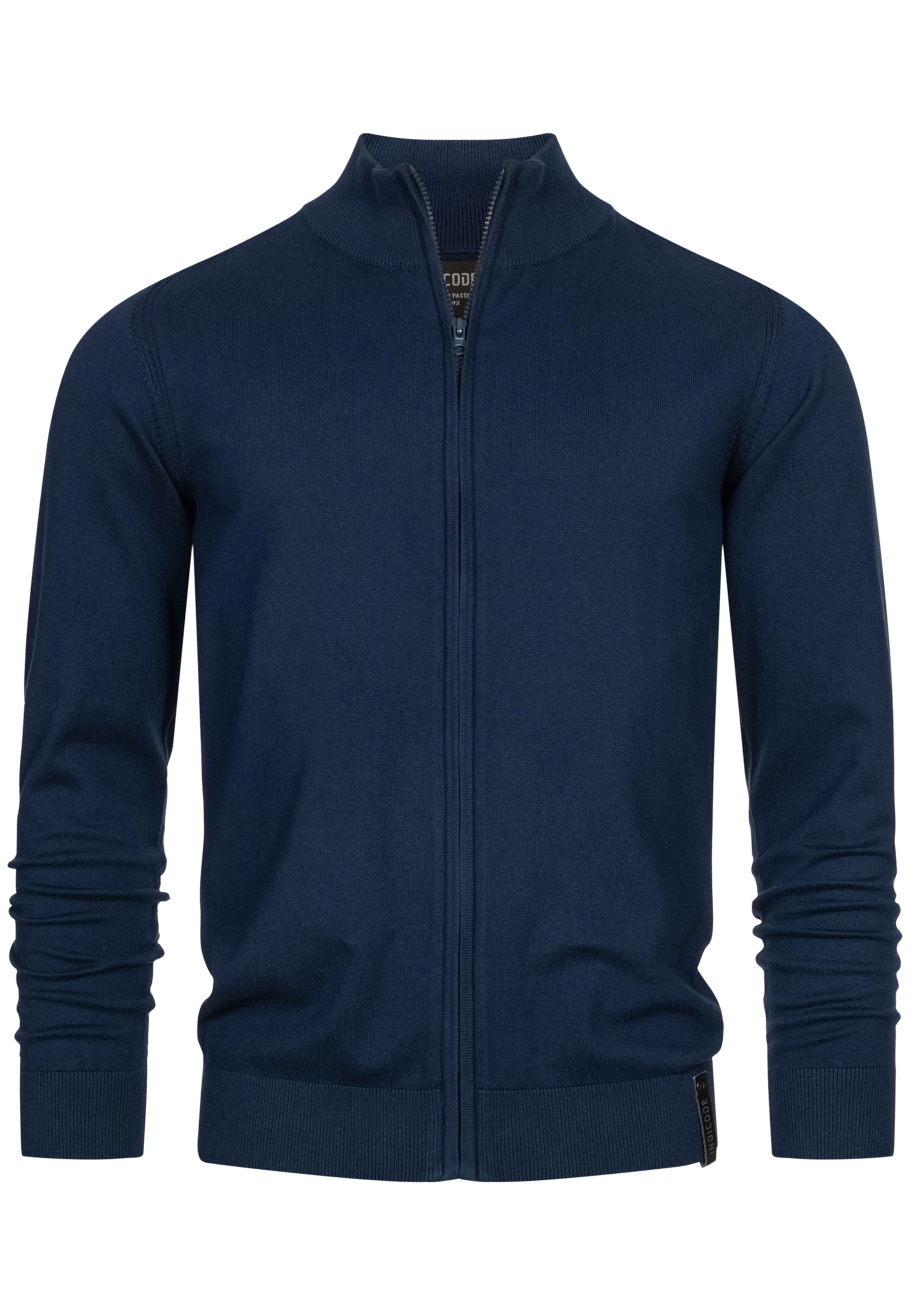 INDICODE JEANS Strickjacke 'Lau' in Blau: Vorderseite