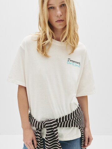 T-shirt 'TV' Pull&Bear en blanc