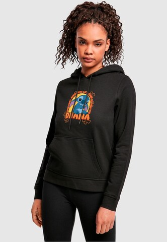 ABSOLUTE CULT Sweatshirt 'Lilo and Stitch - Ohana Orange Flower Dome' in Zwart: voorkant