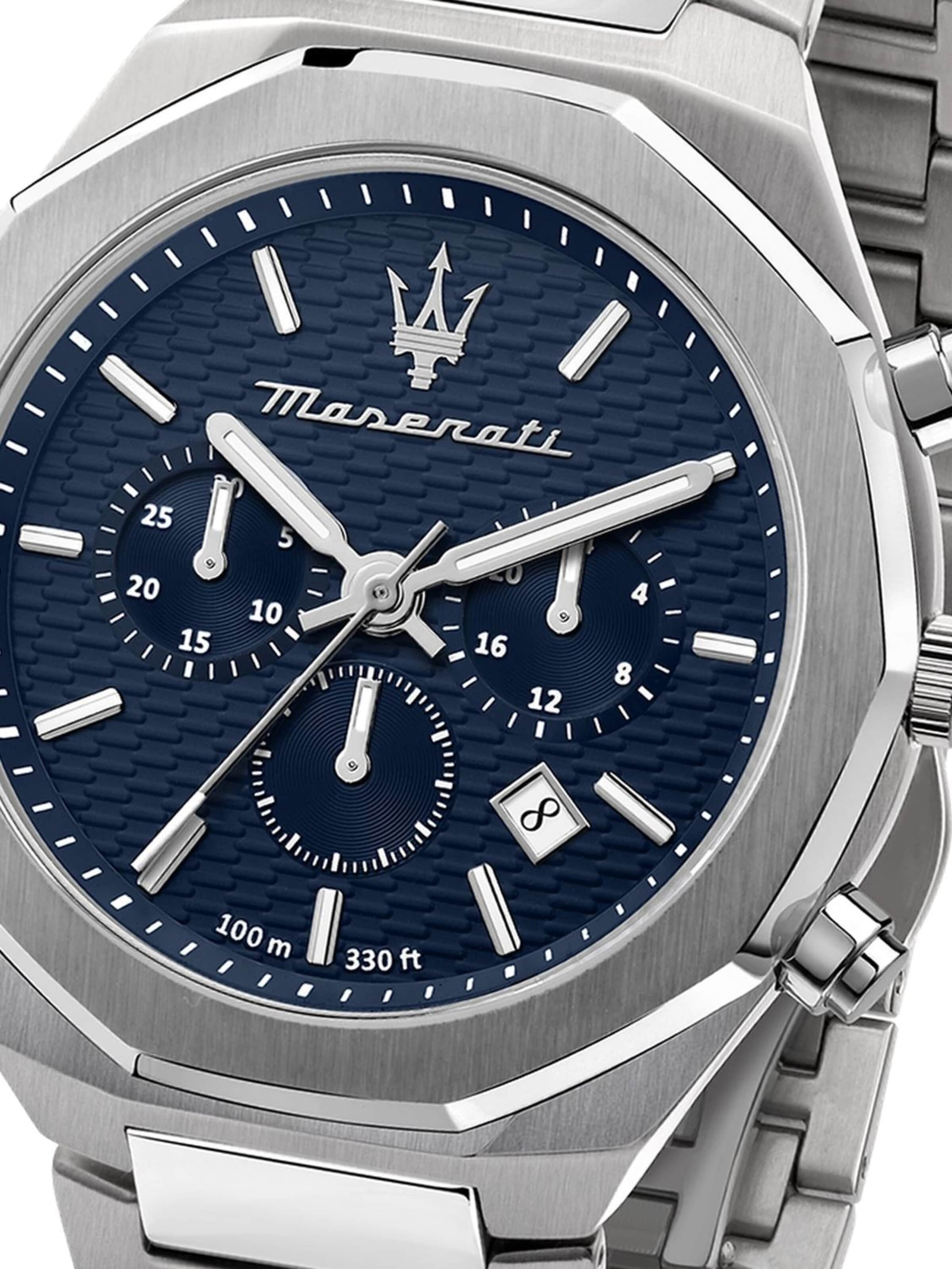 Montre à affichage analogique Maserati en argent