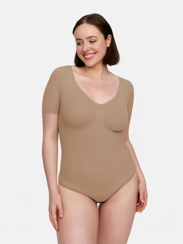 cfab by creamy fabrics Shaping bodysuit 'T-Shirt Bodysuit Sculpting Shapewear mit String' in Beige