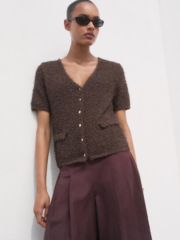 MANGO Knit cardigan 'CAMILA' in Brown: front