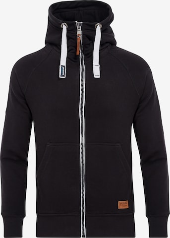 yazubi Zip-Up Hoodie 'Jacob' in Black: front