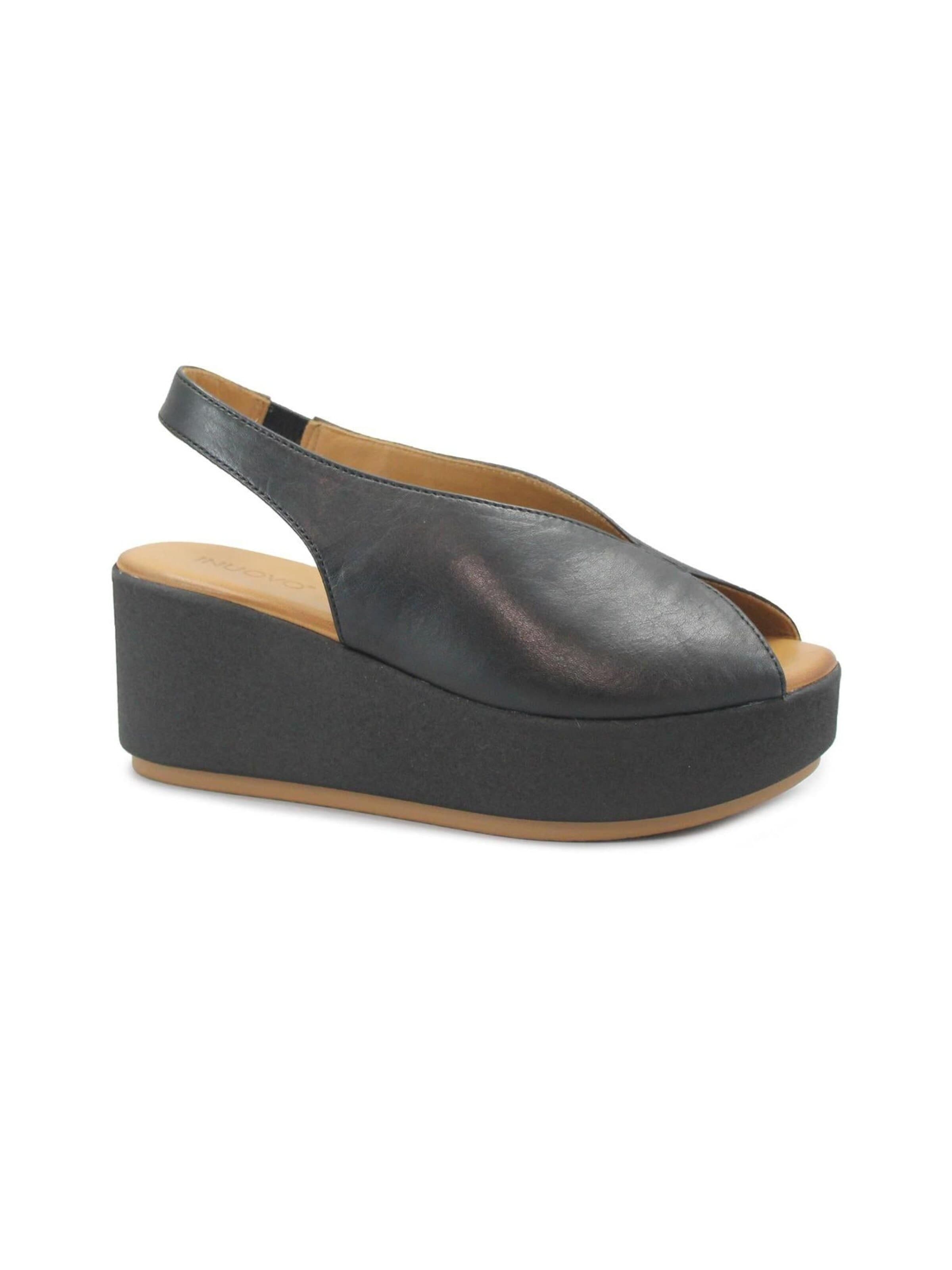 INUOVO Sandaal 'INUOVO 123133  black nero sandali donna zeppa pelle' in Zwart: voorkant