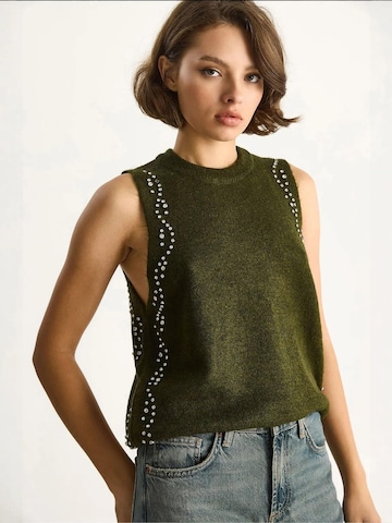 Top in maglia di Bianco Lucci in verde: frontale